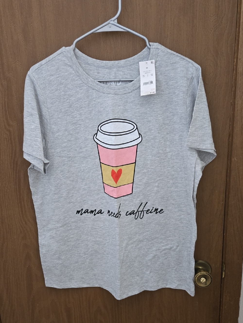 Mama Needs Caffeine Graphic Tee - Light Gray
